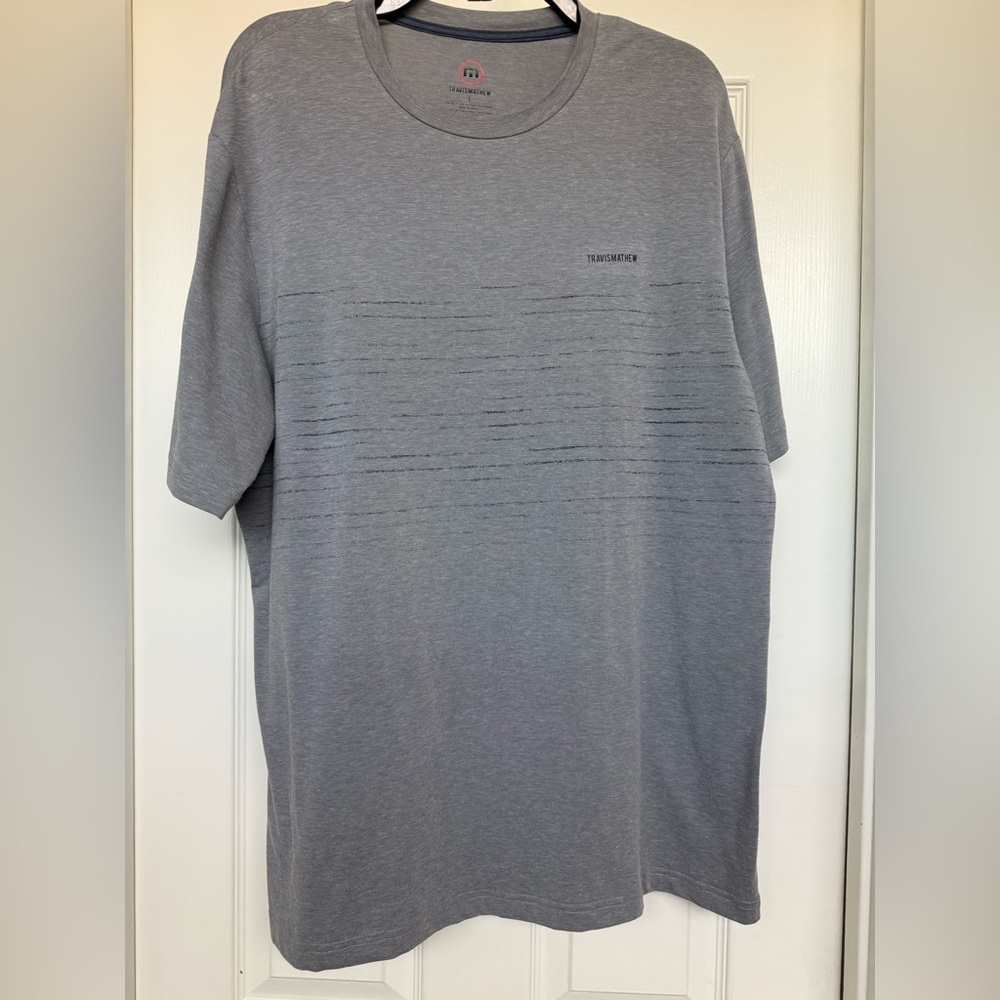 Travis Mathew Gray Short Sleeve Tee with Subtle Stripe Detail